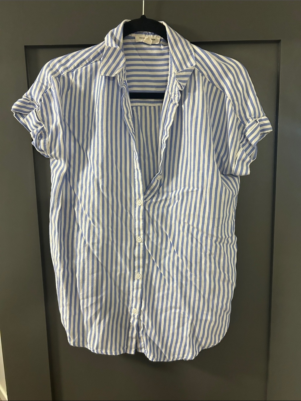Striped Blue and White womens  Button-Up Shirt